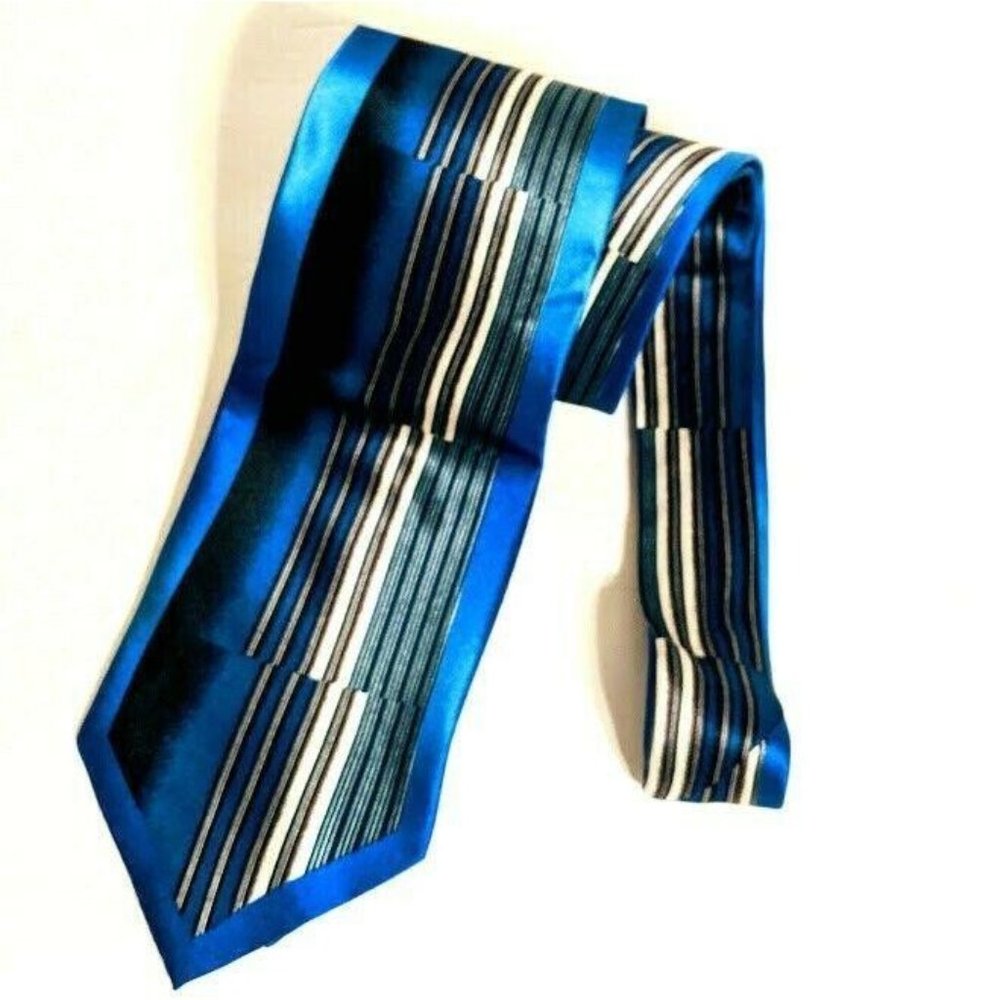 Men's Il Canto Black Blue Striped Neck Tie